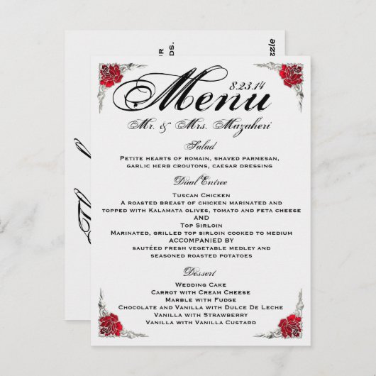 Dîner Mariage FINAL Menu Shalicia (Devant / Derrière)