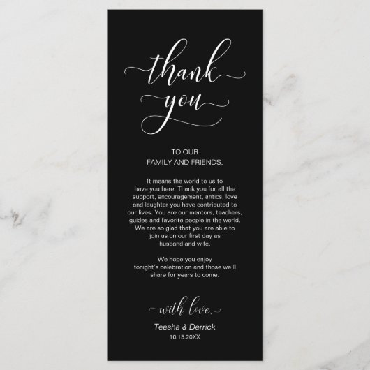 Dîner mariage Lieu Cadre Carte de remerciements (Devant)