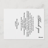 Dîner mariage Menu avec Merci Note de retour (Dos)