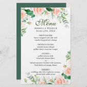 Dîner mariage Menu Élégant Blush Rose Floral (Devant / Derrière)
