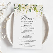 Dîner mariage Menu Nature Vert Rose Blanche Floral