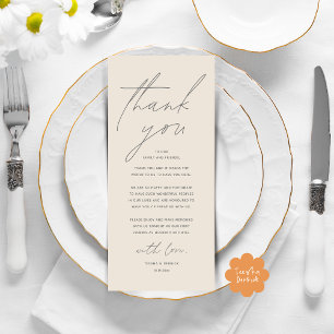 Dîner Mariage moderne Cadre Carte de remerciements