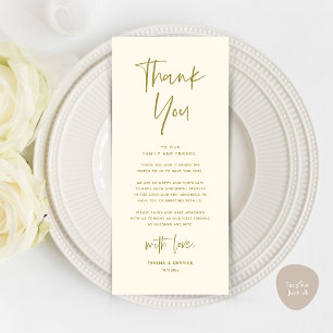 Dîner Mariage moderne Cadre Carte de remerciements