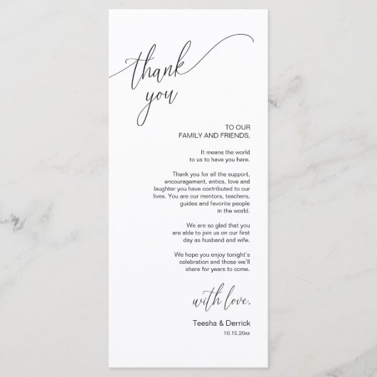 Dîner Mariage moderne Cadre Carte de remerciements (Devant)