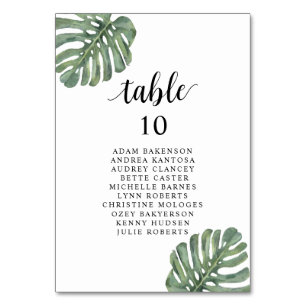 Dîner mariage, Monstera Invités Carte de siège