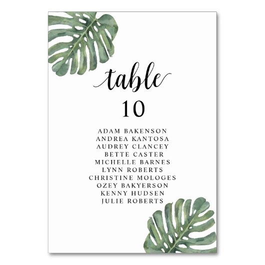 Dîner mariage, Monstera Invités Carte de siège (Par défaut)