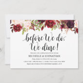 Dîner-Mariage Rustic Burgundy Invitation (Devant)