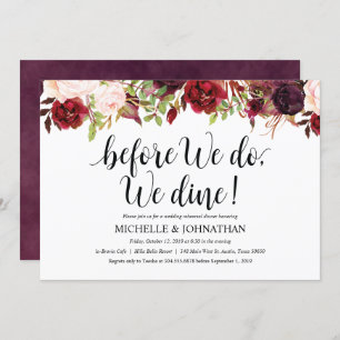 Dîner-Mariage Rustic Burgundy Invitation
