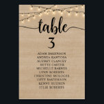 Dîner mariage, Rustic Kraft, Carte des places des<br><div class="desc">Dîner mariage Table d'hôtes Carte Carte,  Script rustique moderne,  Chaîne de cottage lumières Brown Bois. Customisez le texte et / ou retirez et remplissez avec votre thème de mariage.</div>