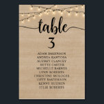 Dîner mariage, Rustic Kraft, Carte des places des<br><div class="desc">Dîner mariage Table d'hôtes Carte Carte,  Script rustique moderne,  Chaîne de cottage lumières Brown Bois. Customisez le texte et / ou retirez et remplissez avec votre thème de mariage.</div>