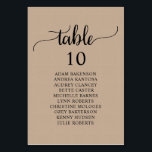 Dîner mariage, Rustic Kraft Invités Carte de siège<br><div class="desc">Mariage Dîner Guest Seating Table Chart Card,  Modern Rustic Script,  Cottage brun kraft arrière - plan Personnaliser le texte et / ou retirer et remplir avec votre mariage thème.</div>