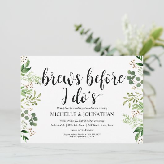 Dîner-Mariage rustique vert Invitations (Debout devant)