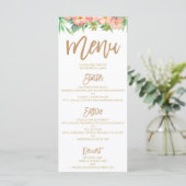 Dîner Mariage vert & floral rose & or Menu (Debout devant)