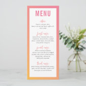 DINER MENU moderne ster roze gele ombre gradient (Staand voorkant)