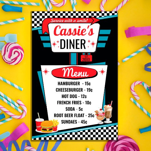 Diner-menu poster uit de jaren 50