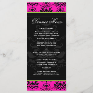 Dîner mince rose et noir avec menu mince vert