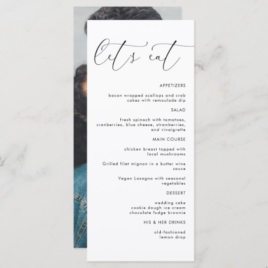 Dîner minimaliste moderne Menu Mariage (Devant / Derrière)