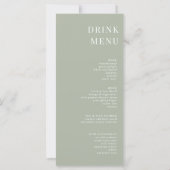 Dîner minimaliste moderne Sage Green Menu (Dos)