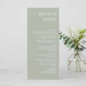 Dîner minimaliste moderne Sage Green Menu (Debout devant)