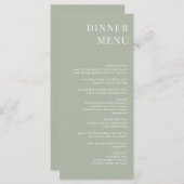 Dîner minimaliste moderne Sage Green Menu (Devant / Derrière)