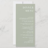 Dîner minimaliste moderne Sage Green Menu (Devant)