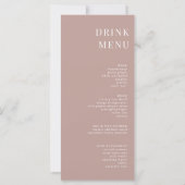 Dîner minimaliste Rose moderne Dusty Menu (Dos)