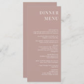 Dîner minimaliste Rose moderne Dusty Menu (Devant / Derrière)