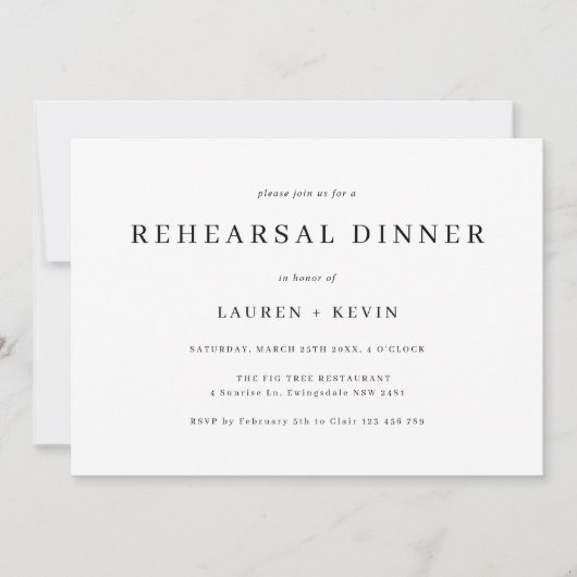 Dîner minimaliste simple de répétition Invitation (Devant)