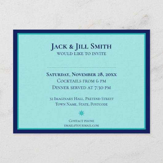 Dîner Modèle Blue Green Yellow Invitation (Dos)