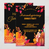 Dîner moderne de Friendsgivin avec invitation à la (Devant / Derrière)