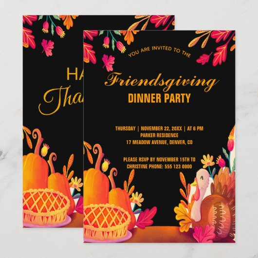 Dîner Moderne de Friendsgivin avec Invitation à un (Devant / Derrière)