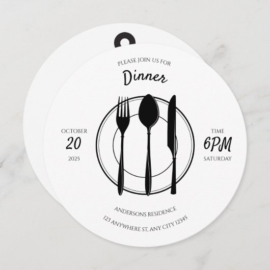 Dîner noir blanc Invitation (Devant / Derrière)