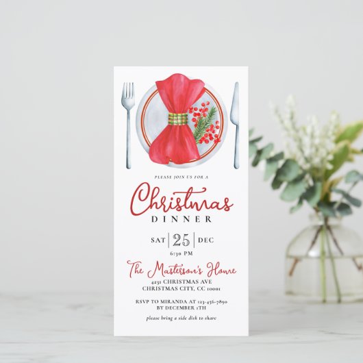 Dîner numérique de Noël Festif Invitation (Debout devant)