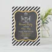 Diner Partie Bande Or Anniversaire Invitation (Debout devant)