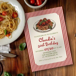 Dîner Pâtes Italien Anniversaire Invitation