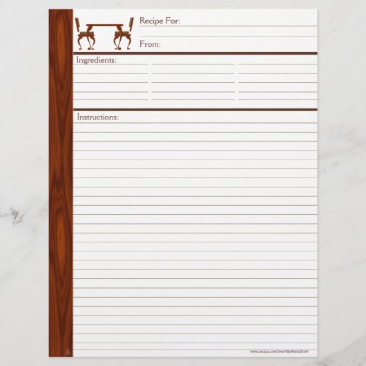 Dîner Pour Deux - Recette Papier (Devant)