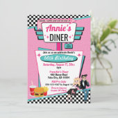 Diner Retro 1950 - Birthday Party Sock Hop Design Kaart (Staand voorkant)