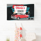 Diner Retro Car Birthday Party Sock Hop uit 1950 Spandoek (Insitu)