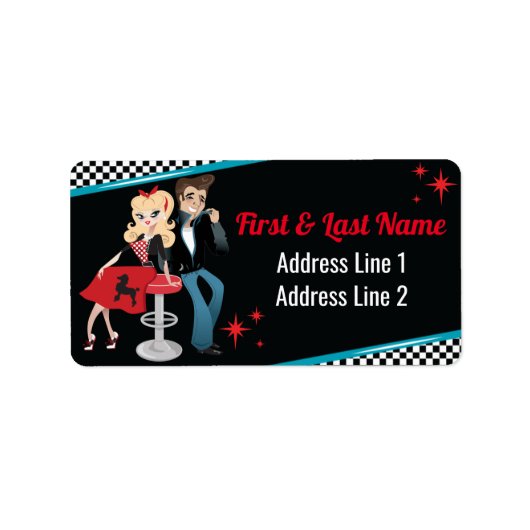 Diner Retro Jukebox Birthday Party Sock Hop Etiket (Voorkant)