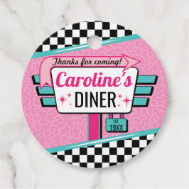 Diner Retro uit 1950: Birthday Favor Circles Gift  Bedankjes Labels