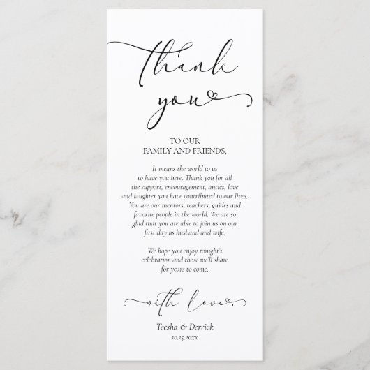 Dîner Romantique Cadre Carte de remerciements (Devant)