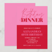 Dîner rouge rose chic invitations pour 69e anniver (Devant / Derrière)