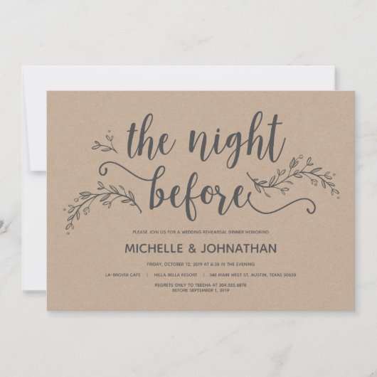 Dîner Rustic Botanical mariage invitations (Devant)