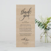 Dîner Rustique de répétition Mariage Carte de reme (Debout devant)