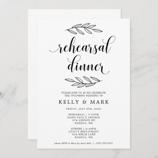 Dîner Rustique de répétition Mariage Invitation (Devant / Derrière)