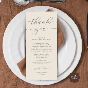 Dîner Rustique Mariage Cadre Carte de remerciement