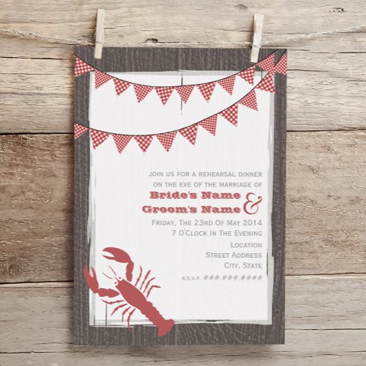 Dîner Rustique Mariage de homard Invitation