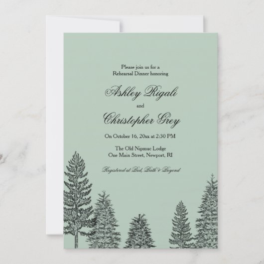 Dîner Rustique Mariage Invitation - Pine Tree (Devant)