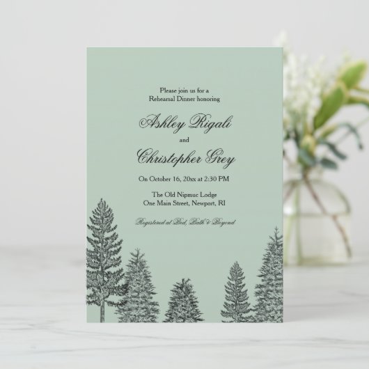 Dîner Rustique Mariage Invitation - Pine Tree (Debout devant)