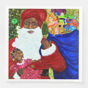 Diner servetten - Kersttafel Draag Black Santa